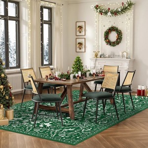 Christmas Washable Area Rug, Xmas Foldable Festive Decor Indoor Mat, Low Pile Stain Resistant Floor Carpet for Living Room, Bedroom - 1 of 4