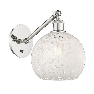 White Mouchette - 1 Light Arm Adjusts Up and Down Wall Sconce In Modern Style-10 Inches Tall and 8 Inches Wide