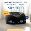 Ultimate Sack 5ft Bean Bag Chair and Footstool, Oversized Comfortable Indoor Floor Lounger, Giant Foam-Filled Furniture for Relaxing, Black Suede - 3 of 4