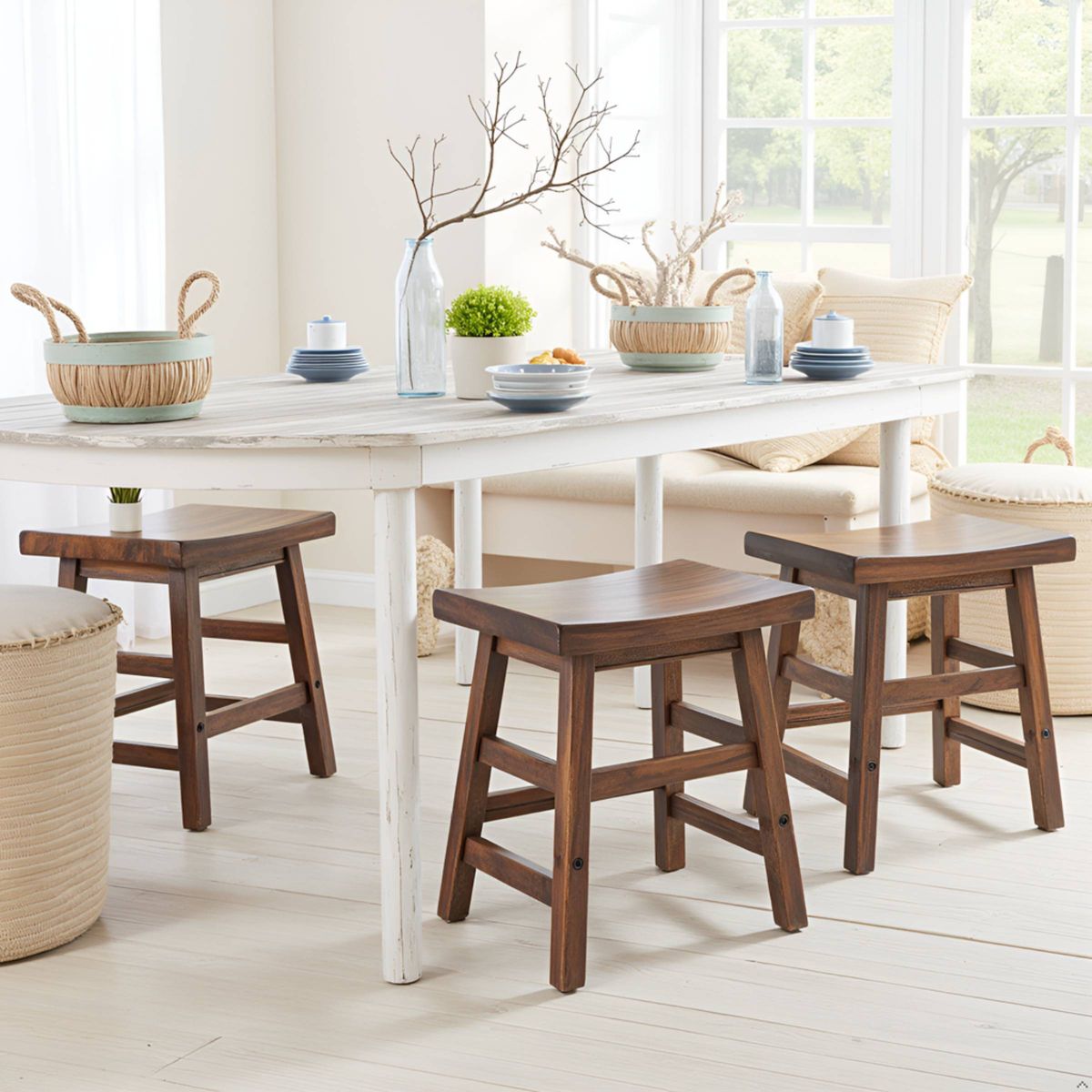 20" Durango Industrial Wood Counter Height Barstool Dark Brown - Alaterre Furniture: Rustic Acacia Frame - thumbnail 6