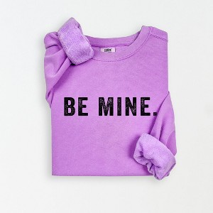 Simply Sage Market Women's Lightweight Garment Dyed Graphic Sweatshirt Be Mine Block - 1 of 4