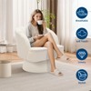 Swivel Barrel Chair - Teddy Velvet/Velvet Upholstered Modern Armchair with Striped Backrest & Plush Padding - 3 of 4