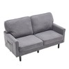 TiramisuBest Mid-Century Modern Loveseat Sofa, 2-Seater with USB & Removable Pillow Cover, Comfy Couch for Living Room, Bedroom, Apartment (Black) - 2 of 4