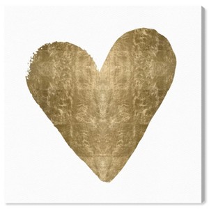 20" x 20" Heart Fashion and Glam Unframed Canvas Wall Art in Gold - Oliver Gal: Modern Style, Digital Art Subject, Vertical Layout - 1 of 3