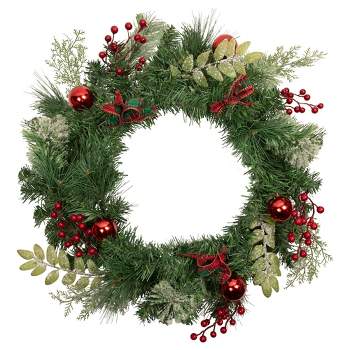 Northlight Decorated Frosted Pine and Pine Cone Artificial Christmas Wreath, 24-Inch, Unlit