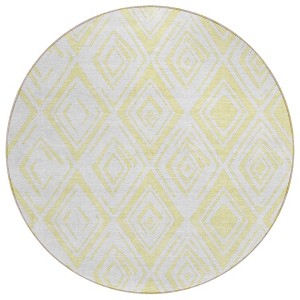 Yellow And Ivory Geometric Washable Indoor Outdoor Area Rug - 1 of 4