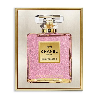 Stupell Industries Pink Luxury Perfume Black Framed Floater Canvas Wall Art