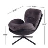 TOAOTBNBO Upholstered Swivel Accent Chair with No Wheels, Faux Leather Armchair with 360°Swivel Base Chenille Sofa Chair for Small Space - 3 of 4