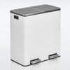 mDesign Metal Steel 60-Liter Large Dual Compartment Step Trash Can - White - 2 of 4