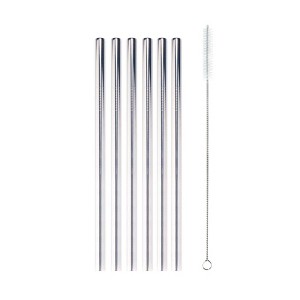 Swtroom Reusable Stainless Steel Metal Drinking Straws 6pcs with 1 Cleaning Brush - 1 of 3