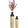Uniquewsie Elegant Black or White Cylinder Shaped Tall Spun Bamboo Floor Vases, Embellished with a Glossy Lacquer - 2 of 4