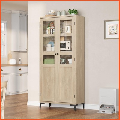 Tall Storage Cabinet,2 Doors,Kitchen Pantry 5 Tier Bathroom Cabinet with Adjustable Shelves