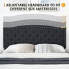Upholstered Platform Bed Frame with Adjustable Button-Tufted Wing Back Headboard, Heavy-Duty Slats, No Box Spring Needed - 4 of 4