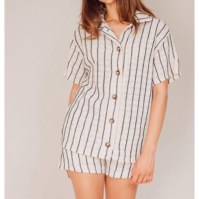 Women's Striped Button Collar Top - Bailey Rose