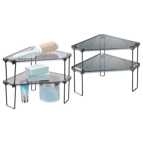 Mdesign Plastic Bathroom Stackable Corner Organizer Shelf : Target