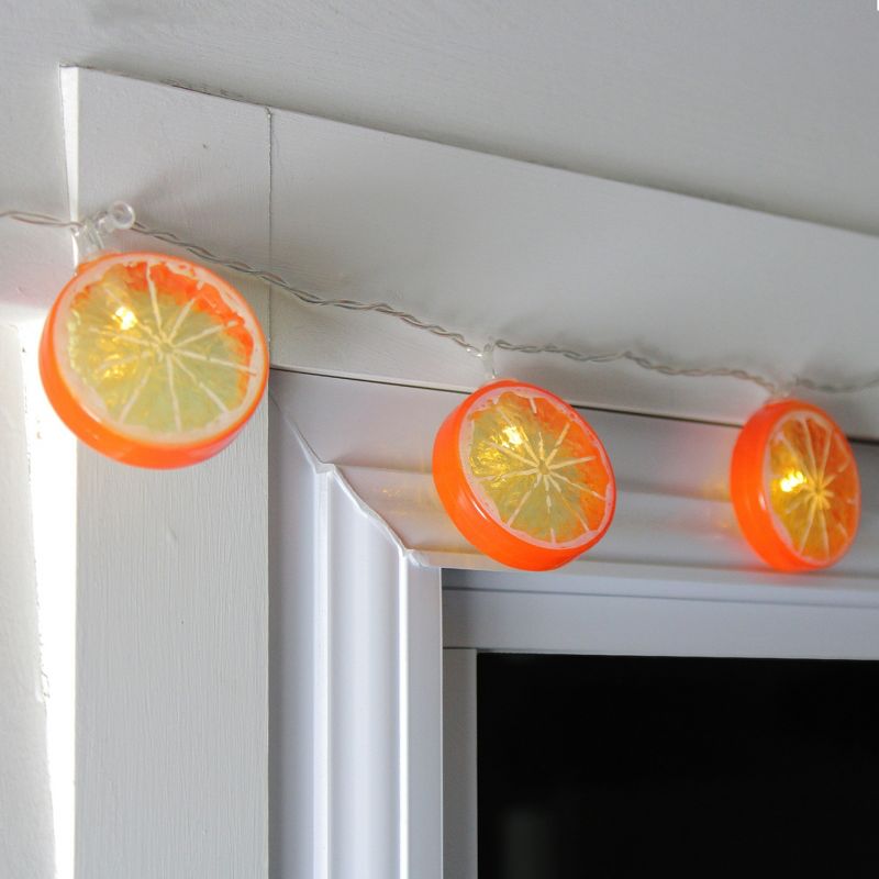 Northlight 10ct Battery Operated Orange Slice Summer LED String Lights Warm White - 4.5' Clear Wire, 3 of 4