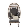 2-Piece Oversized Outdoor Rattan Wicker Egg Chair with Ottoman - 2 of 4