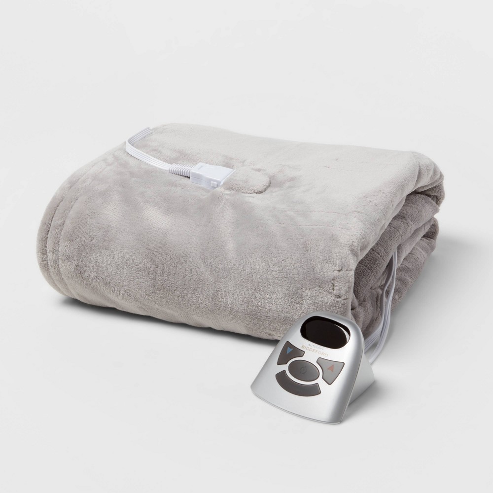 Twin Electric Solid Microplush Bed Blanket Gray - Biddeford Blankets