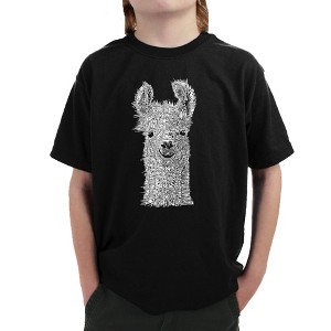 LA Pop Art Boy's Word Art T-shirt - Llama - 1 of 4