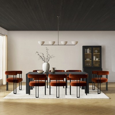 Set of 8 Modern Velvet Dining Chairs, Upholstered Armchairs with Metal Legs, Contemporary Accent Chairs for Dining Room & Kitchen-Maison Boucle