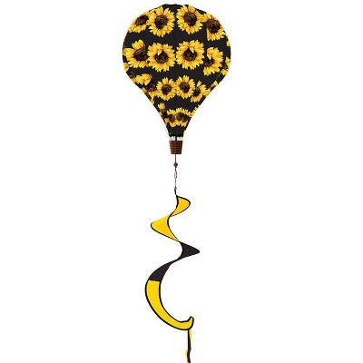 Sunflower Pattern Black and Yellow Hot Air Balloon Windsock