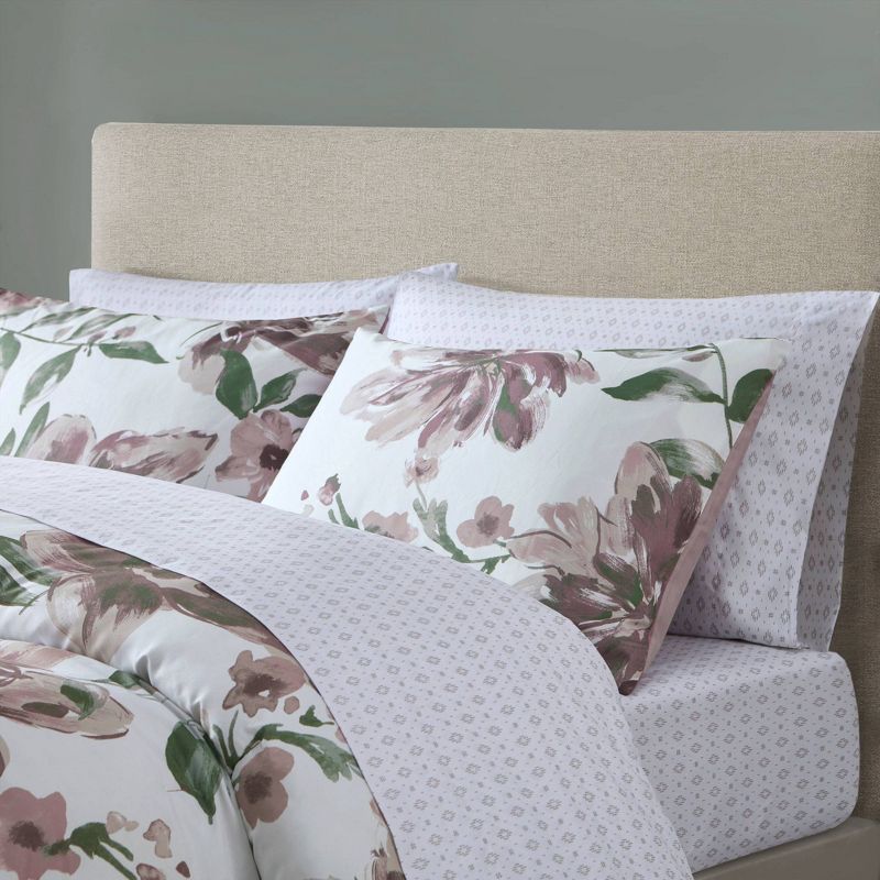 Madison Park Robin Floral Comforter Bedding Set with Bed Sheets Mauve, 4 of 13
