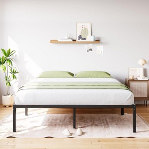 Heavy Duty Metal Platform Bed Frame with Steel Support, Storage Space, Noise-Free Design, Easy Assembly, No Box Spring Needed, Black. - 1 of 4