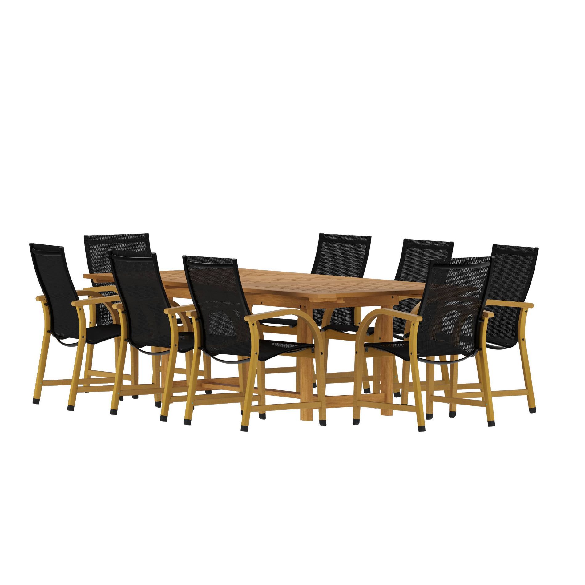 Amazonia Feticiera 9pc Rectangular Extendable Outdoor Patio Dining Set Black