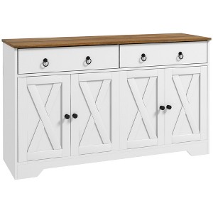NicBex Farmhouse Sideboard Cabinet with 2 Drawers Modern Freestanding Buffet Cabinet with 2 Doors and Wooden Grain Top for Kitchen,Living Room,White - 1 of 4