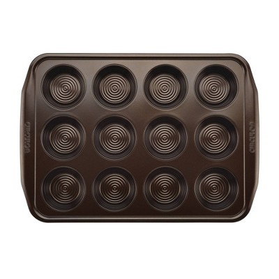 Chocolate Brown Nonstick 12-Cup Muffin Pan with Wide Handles