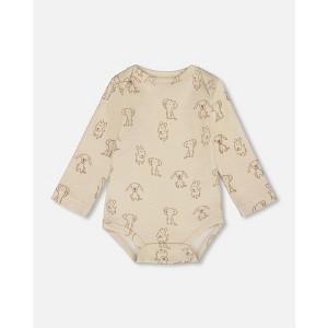 Deux par Deux Boy Organic Cotton Onesie Beige Puppy Print - 1 of 4