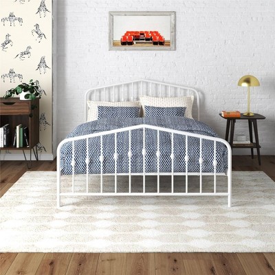 Bushwick Queen Warm Creamy White Metal Bed with Slats