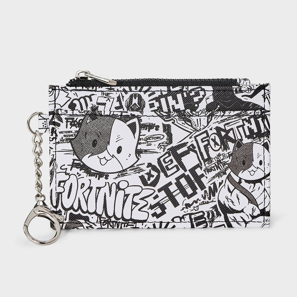 Photos - Wallet Fortnite Boys'  Zip Card  - Black/White 