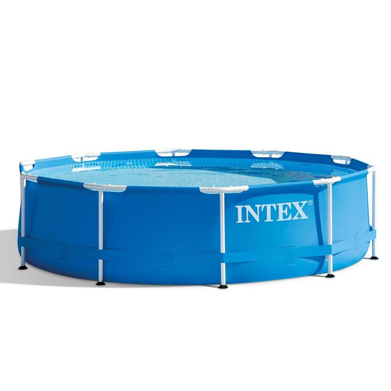 INTEX Metal Frame 10ft x 30in Round Above Ground Outdoor Swimming Pool Set with 330 GPH Filter Pump, Cartridge, and Protective Round Pool Cover, 4 of 7