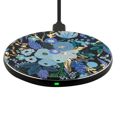 Rifle Paper Co. Power Disc Wireless Charger - Qi Certified Devices - Garden Party Blue