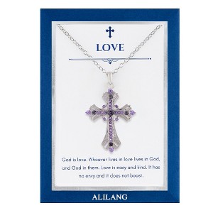Anna-Kaci Purple Lavender Rhinestone Celtic Cross Necklace with Message Card & Envelope Jewelry Gift - 1 of 4