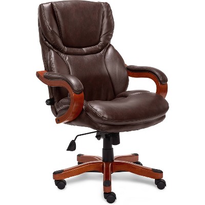 Biscuit Brown Bonded Leather High-Back Executive Swivel Chair