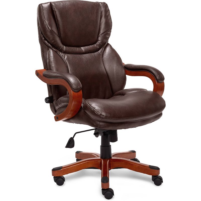 Big and Tall Executive Office Chair with Upgraded Wood Accents - Serta, 3 of 18