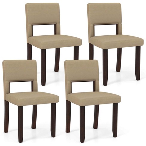 JYH 2-Pcs Outdoor Dining Chair Set - Acacia Wood Slat Chairs With Waterproof Cushion, Outdoor Modern Upholstered Curved Back Side Chair