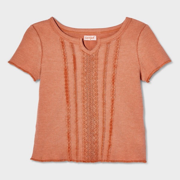Playera de Manga Corta de Punto Waffle con Encaje Ajustado para Niña - Cat & Jack™ 2