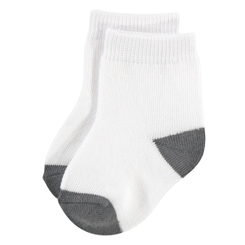 Hudson Baby Infant Unisex Cotton Rich Newborn and Terry Socks, Gray White Star, 6 of 15