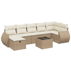 vidaXL Garden Sofa Set Beige Poly Rattan Large Modular Garden Sofa Set - 1 of 4