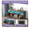 Farmhouse TV Stand for 65 Inch TVs, LED Entertainment Center with Cabinets, Power Outlet, Media Console for Living Room,Washed Grey - 3 of 4