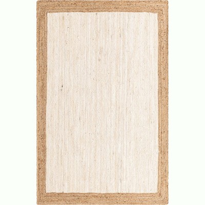 Ivory Braided Reversible Handmade Jute Rug 5' x 8'