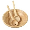 Martha Stewart Coban 3 Piece Rubber Wood Salad Bowl and Servers Set in Light Brown - image 2 of 4