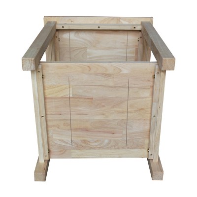 Classic Hampton Square Solid Wood End Table with Shelf - Unfinished
