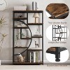 Acekool Crescent Moon Bookshelf, 6-Tier Industrial Display Shelf, Retro Brown Wood with Black Metal, Adjustable Feet, for Living Room Office Bedroom - 3 of 4