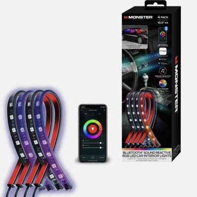 Monster 4pk Bluetooth Led Light Strips For Car Target