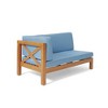 Sapphtopaz Mid-Century Modern 4-Piece Outdoor Patio Sofa Set, Modular Sectional Sofa with Coffee Table, Acacia Wood Outdoor Sofa Set with X-BACK - 3 of 4