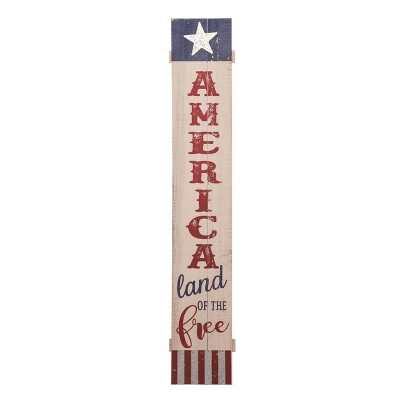 Transpac 47 in. Red White and Blue 4th of July America Land of the Free Sign Decor